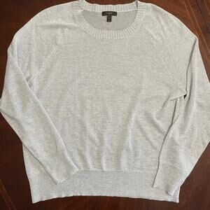 J Crew Crew Neck Sweater Womens Large Metallic Blue Sheer Pullover